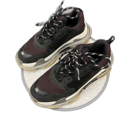 Balenciaga Triple S Sneakers in Black Burgundy