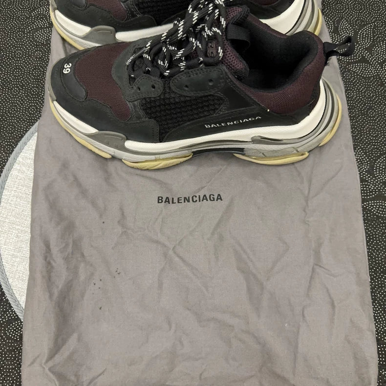 Balenciaga Triple S Sneakers in Black Burgundy