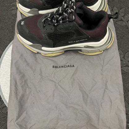 Balenciaga Triple S Sneakers in Black Burgundy