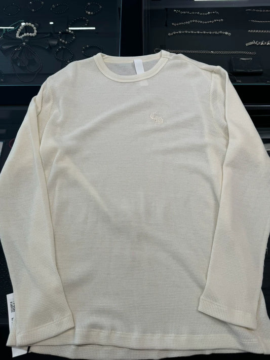 Chrome Hearts Cream Embroidered Waffle Long Sleeve-yf