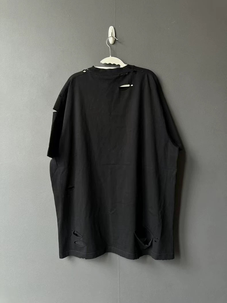 Balenciaga Distressed Logo Short Sleeve T-Shirt