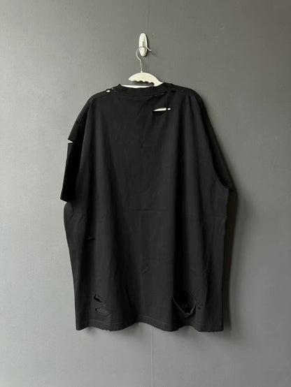 Balenciaga Distressed Logo Short Sleeve T-Shirt
