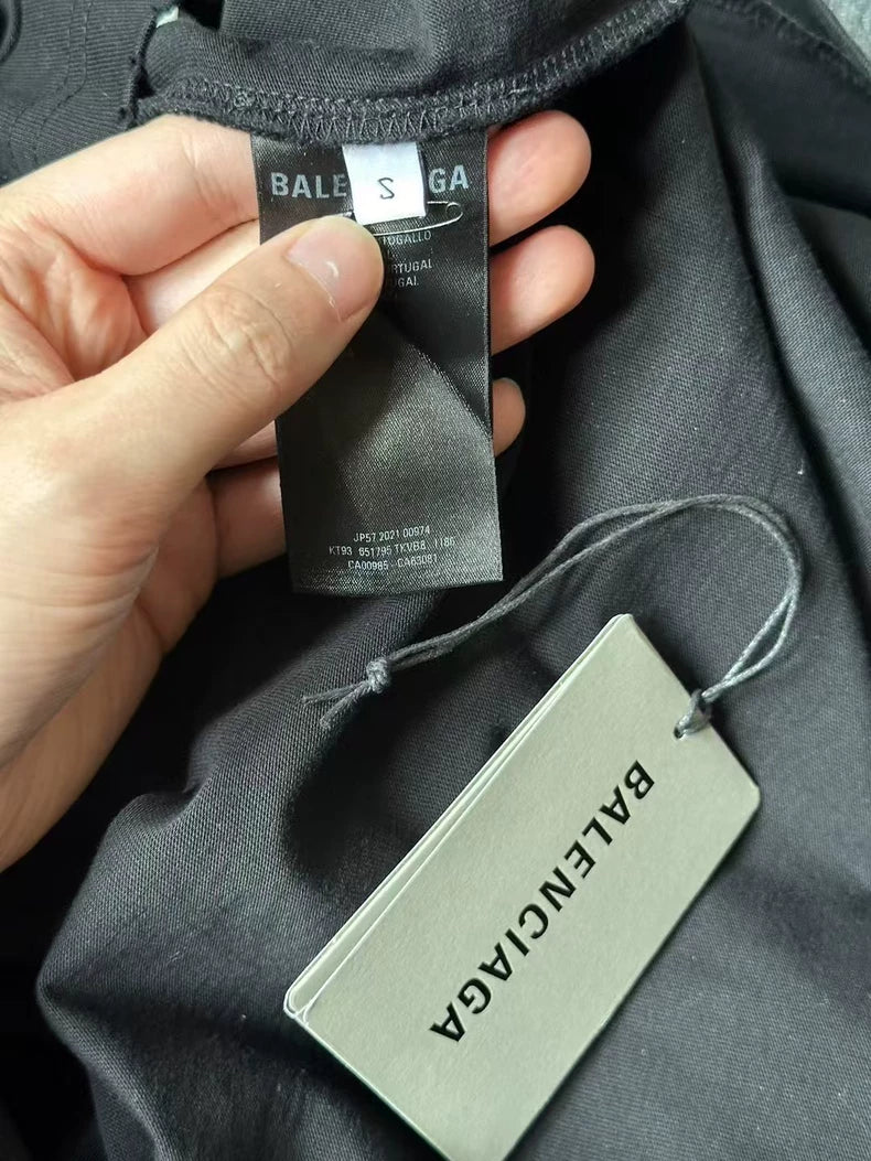 Balenciaga Distressed Logo Short Sleeve T-Shirt