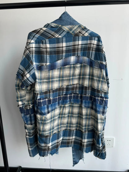 Greg Lauren Flannel Denim Kimono Shirt