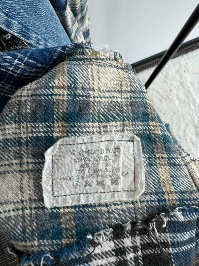 Greg Lauren Flannel Denim Kimono Shirt