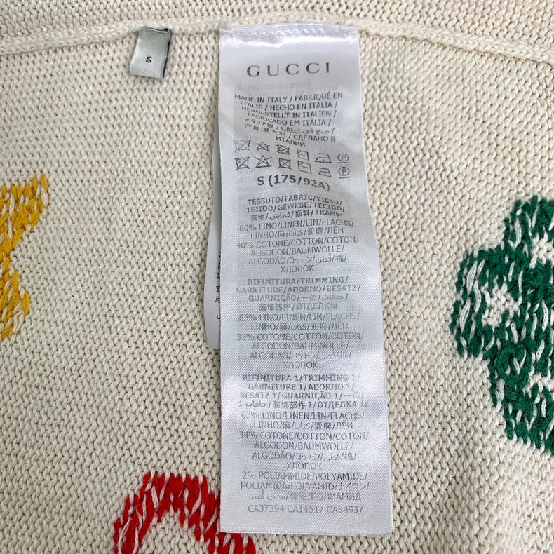 Dior Beige Knit Cardigan with Colorful Patterns