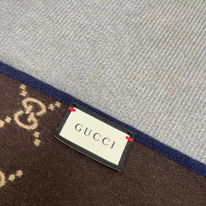 Gucci Blue Reversible GG Logo Wool Scarf