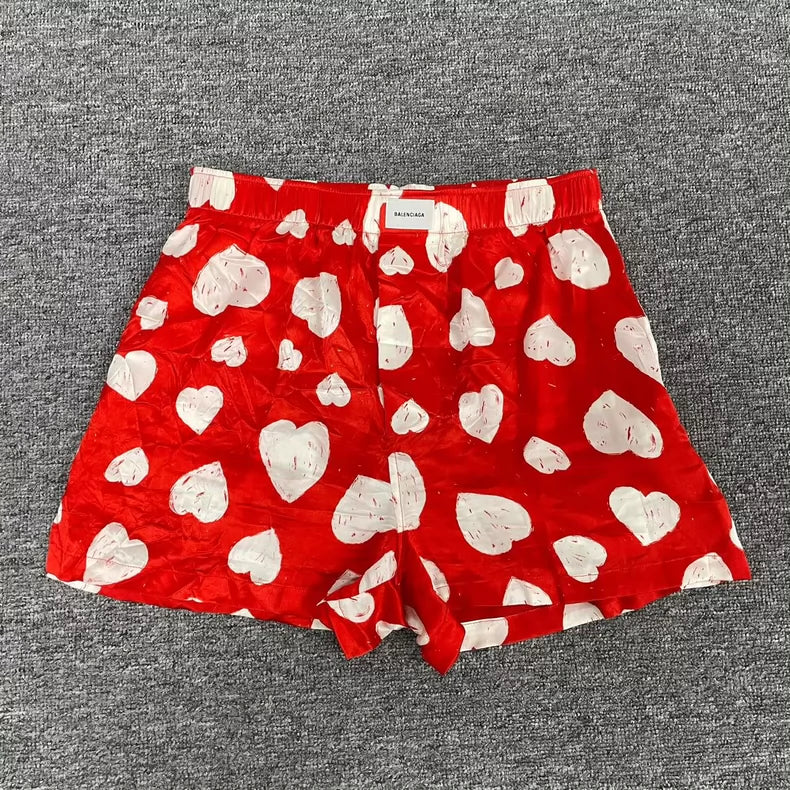 Balenciaga Heart Print Red Shorts