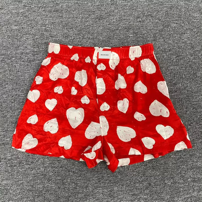 Balenciaga Heart Print Red Shorts
