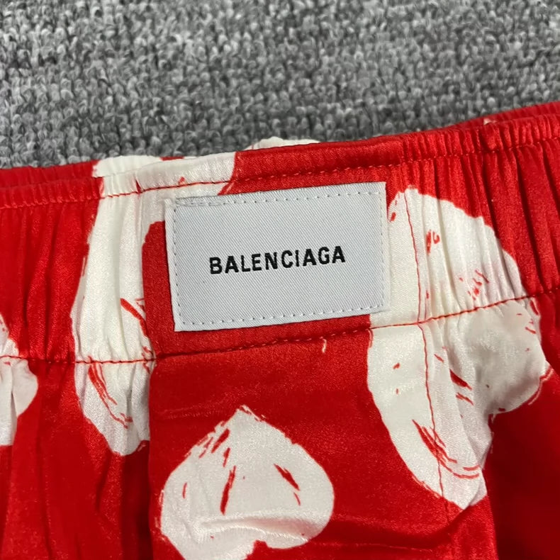 Balenciaga Heart Print Red Shorts