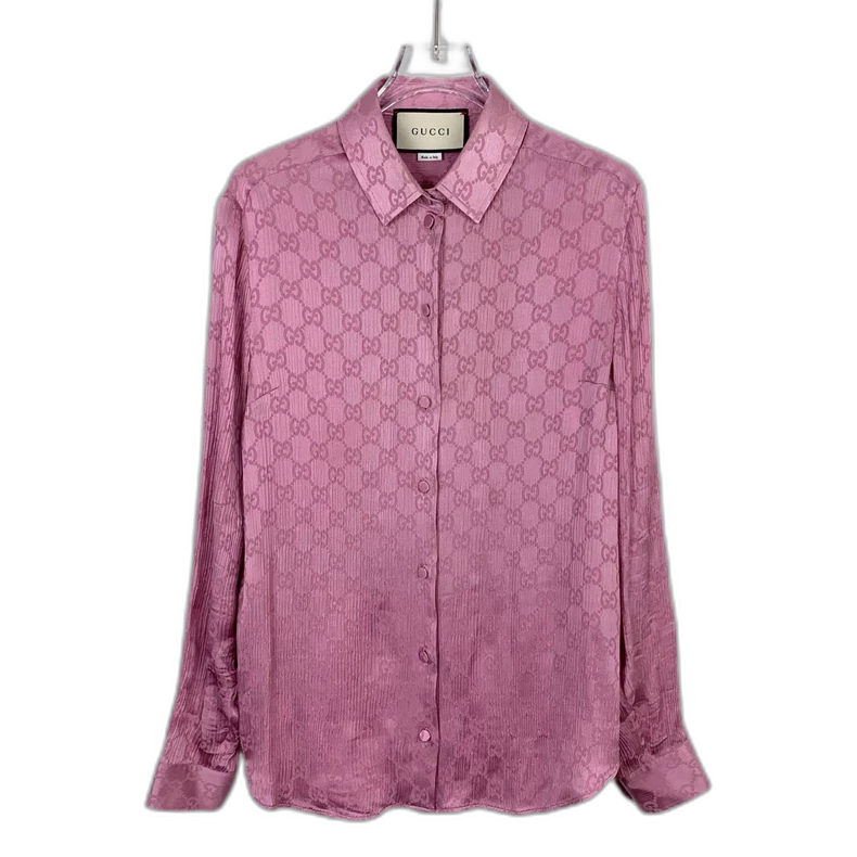 Gucci Pink Silk Long Sleeve Shirt