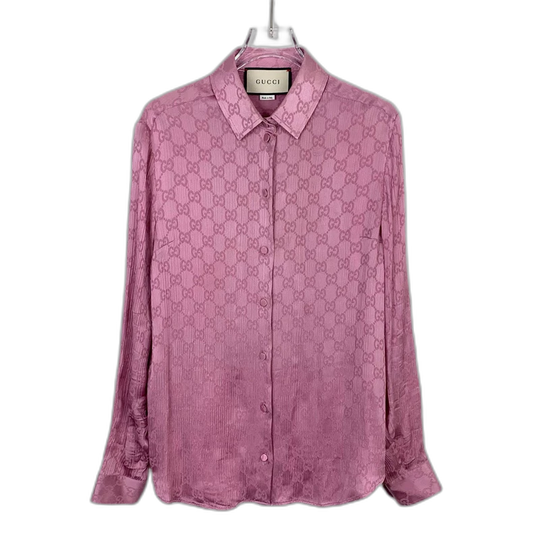Gucci Pink Silk Long Sleeve Shirt