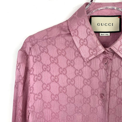 Gucci Pink Silk Long Sleeve Shirt