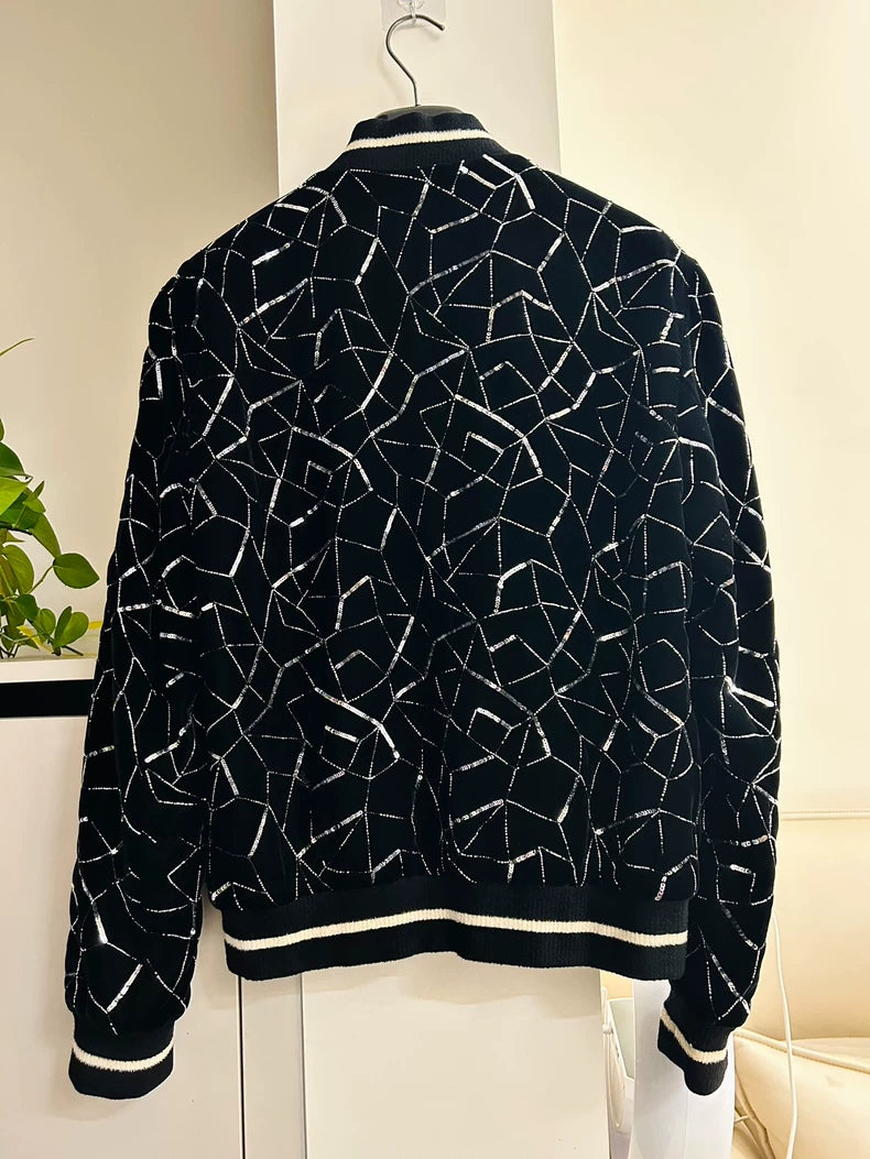 Black Velvet Jacket with Sequins by Saint Laurent