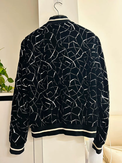 Black Velvet Jacket with Sequins by Saint Laurent