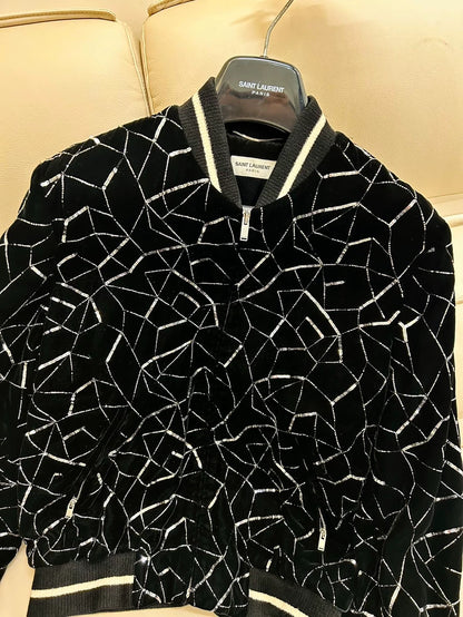 Black Velvet Jacket with Sequins by Saint Laurent