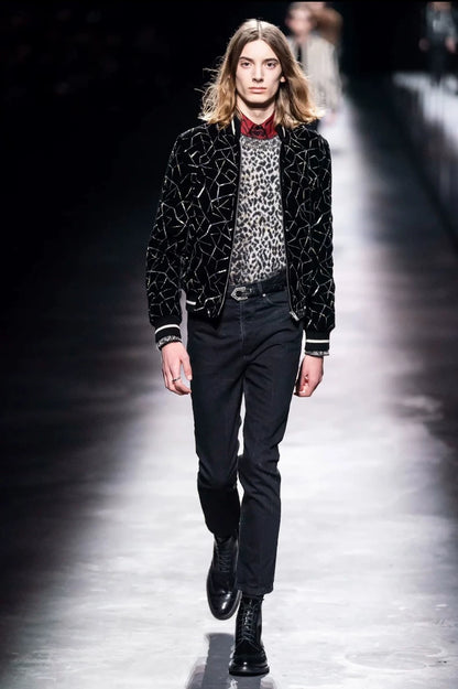 Black Velvet Jacket with Sequins by Saint Laurent