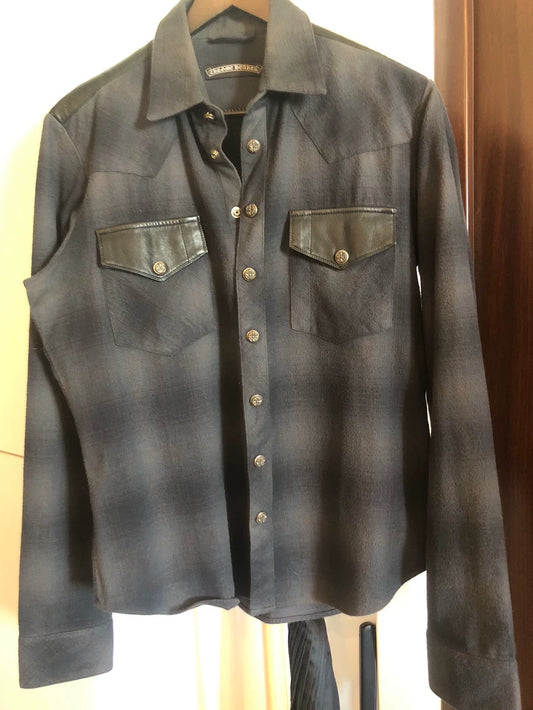 Chrome Hearts Leather Trimmed Shirt Size Medium