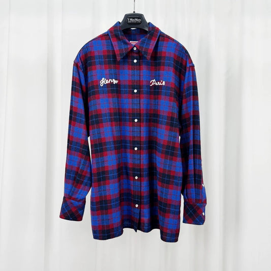 Kenzo Embroidered Plaid Button-Up Shirt-yf
