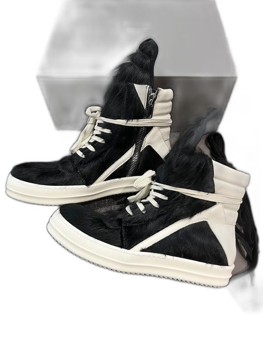 Rick Owens Geobasket Sneakers in Black and White-yf