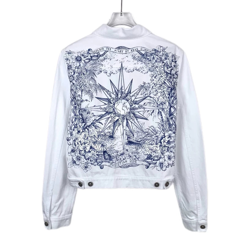 White Star Pattern Cotton Jacket