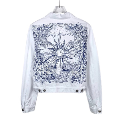 White Star Pattern Cotton Jacket