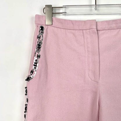 Chanel Pink Sequin Side Cotton Shorts