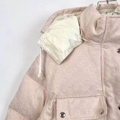Gucci Pink Logo Hoodie Puffer Jacket
