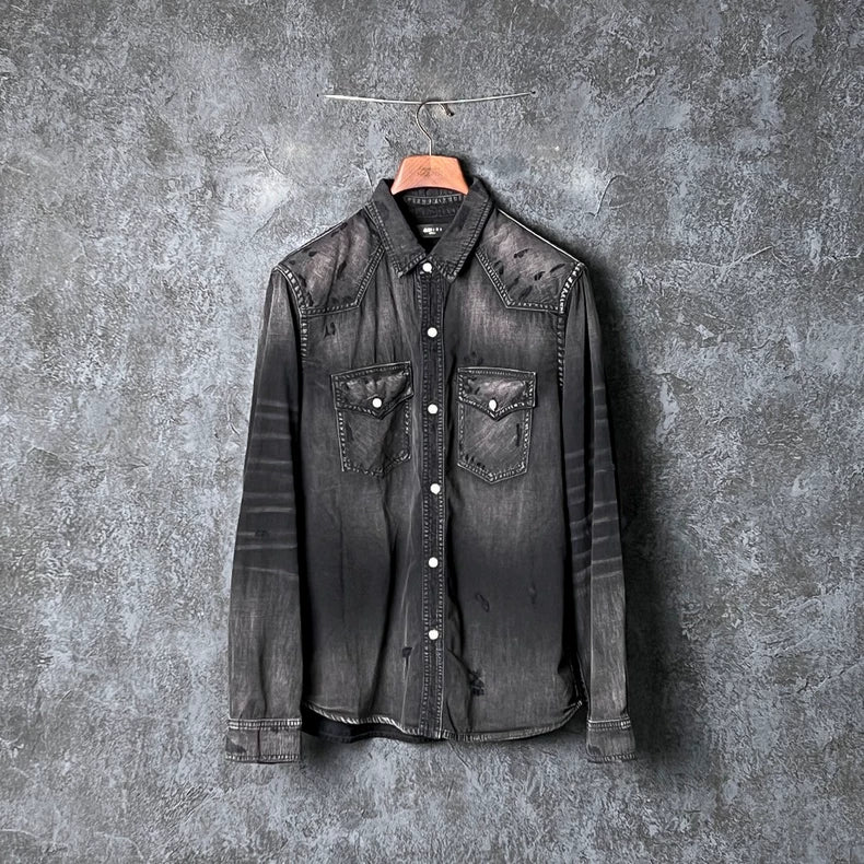 Amiri Black Grey Cotton Denim Jacket