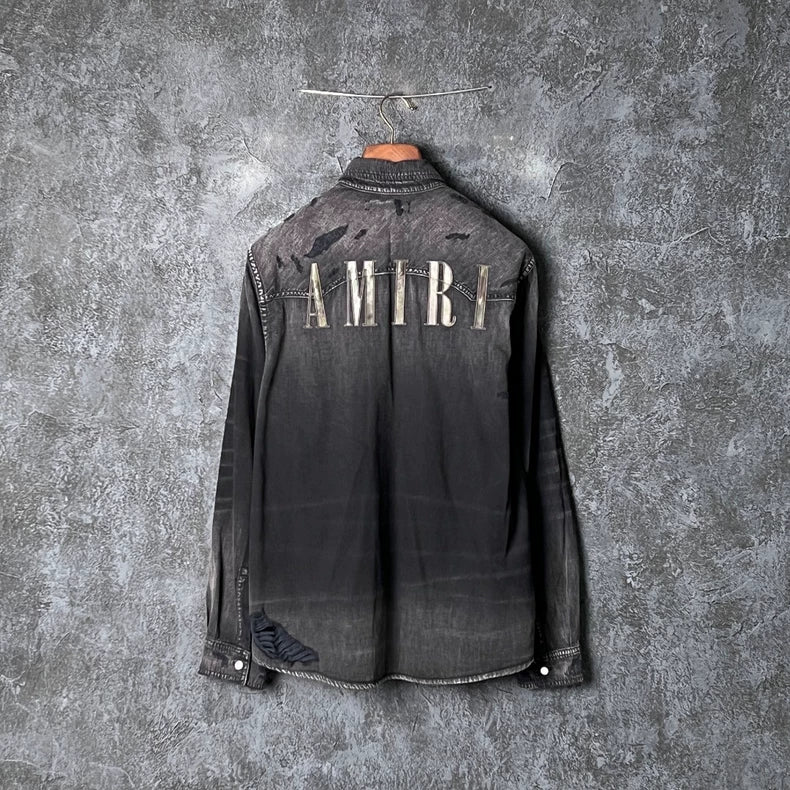 Amiri Black Grey Cotton Denim Jacket