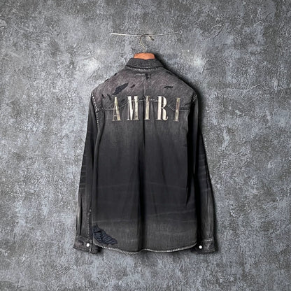 Amiri Black Grey Cotton Denim Jacket