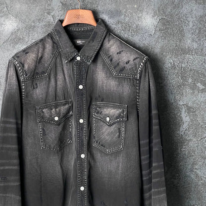 Amiri Black Grey Cotton Denim Jacket