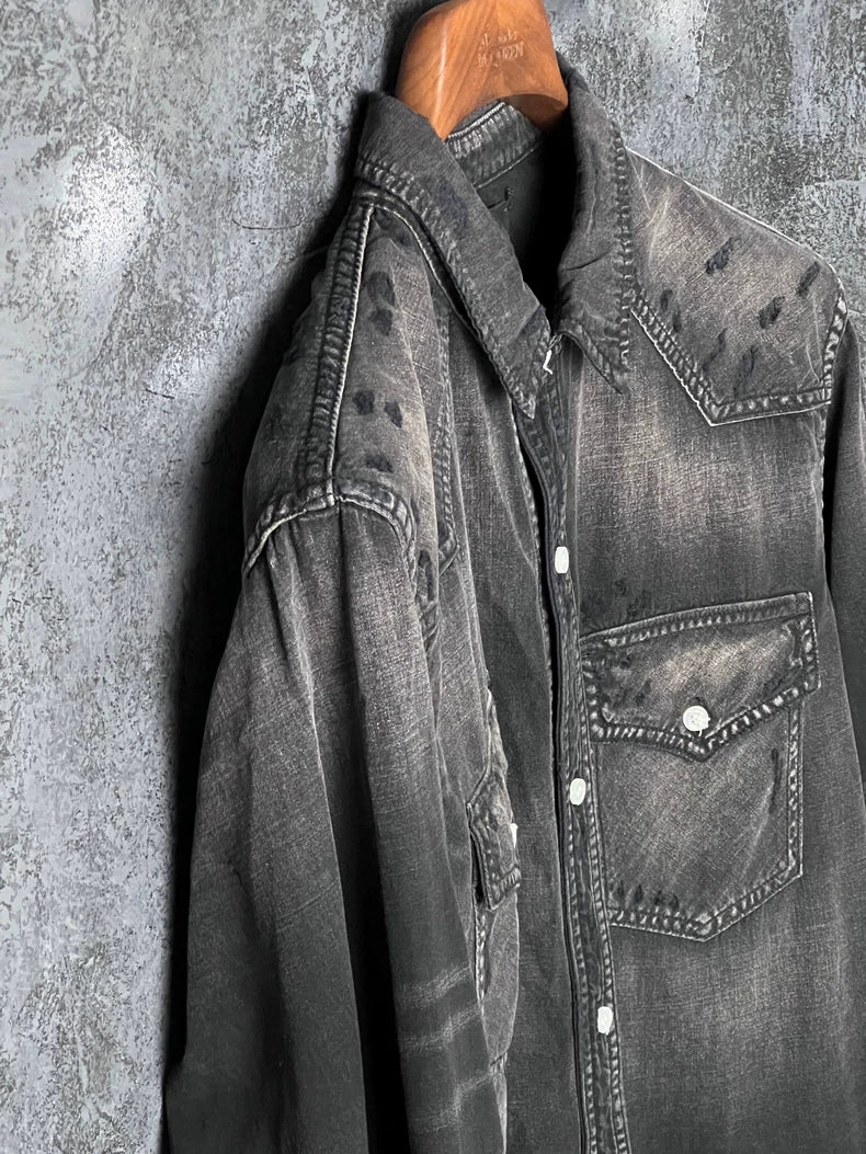 Amiri Black Grey Cotton Denim Jacket