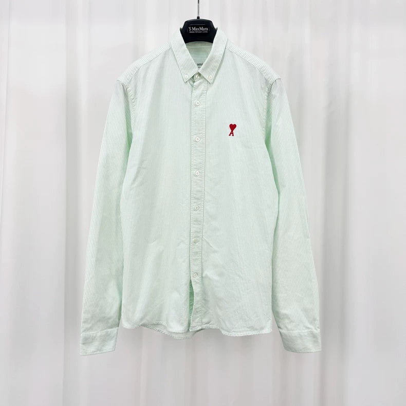Ami Striped Heart Embroidery Shirt-yf
