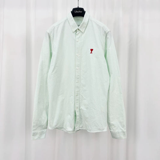 Ami Striped Heart Embroidery Shirt-yf