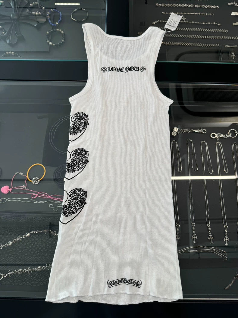 Chrome Hearts White Vine Heart Tank Top-yf
