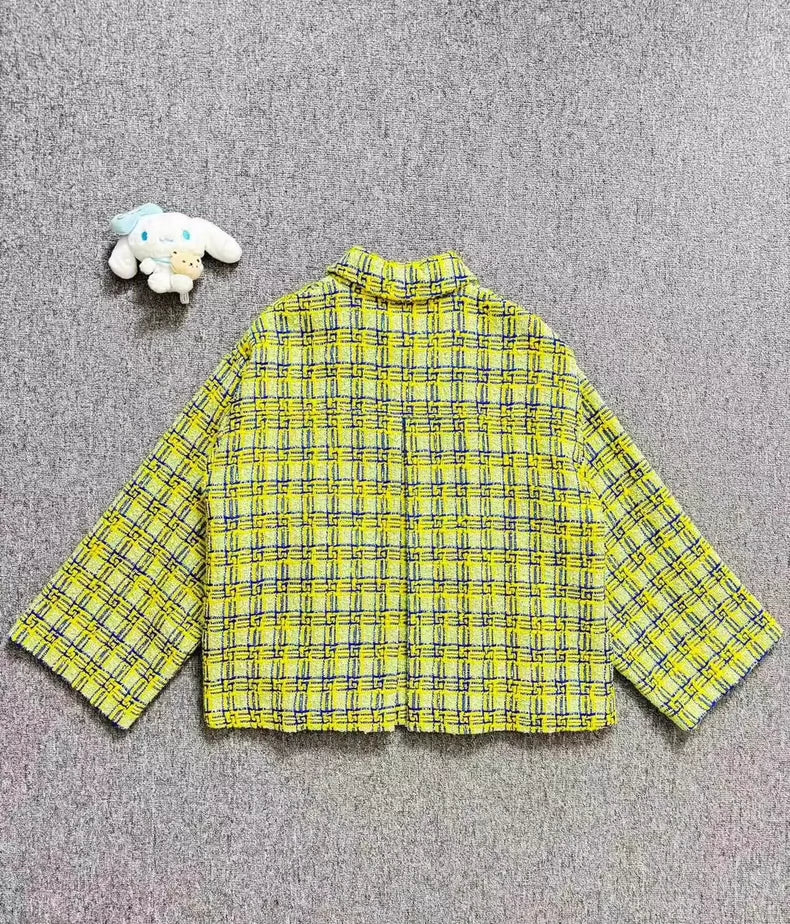 Gucci Green Plaid Blazer with Gold Button