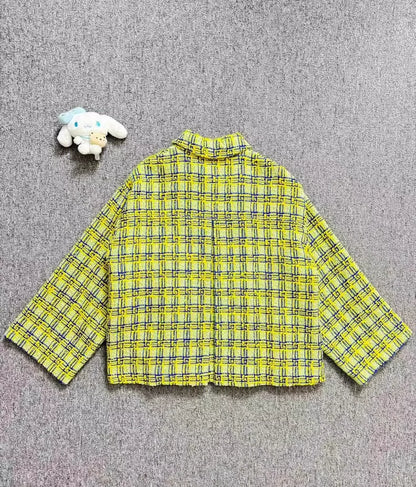 Gucci Green Plaid Blazer with Gold Button