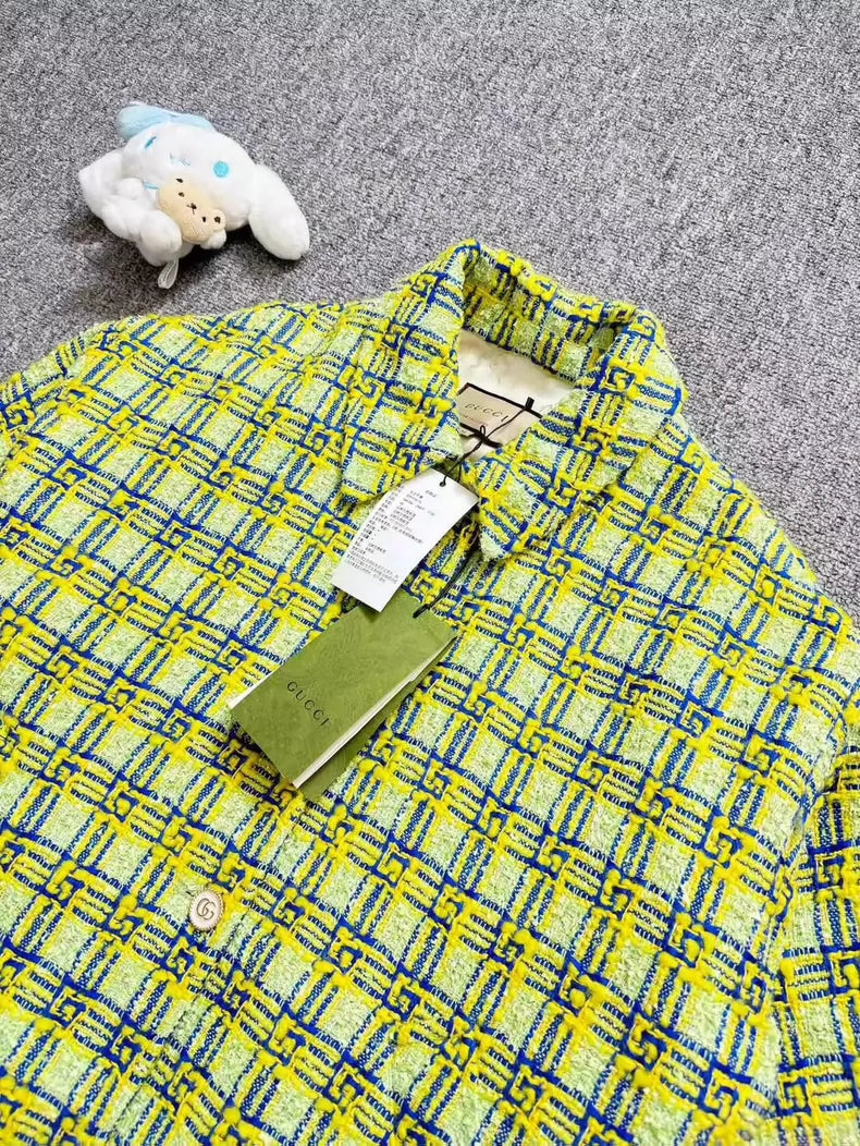 Gucci Green Plaid Blazer with Gold Button