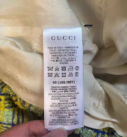 Gucci Green Plaid Blazer with Gold Button