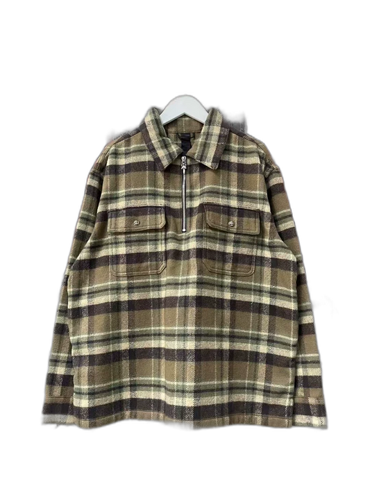 Chrome Hearts Half-Zip Flannel Shirt