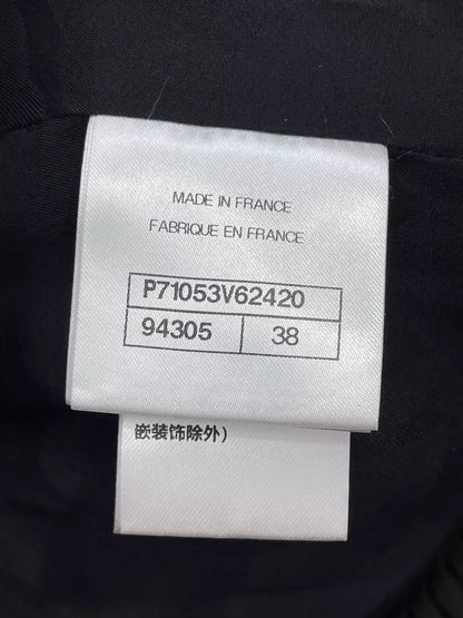 Chanel Black Velvet Ruffle Button Jacket