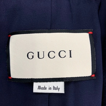 Gucci V-Neck Wool Coat in Navy