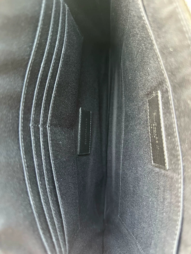 Saint Laurent Crocodile Print Leather Clutch