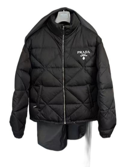 Black Logo Quilted Down Jacket