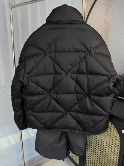 Black Logo Quilted Down Jacket