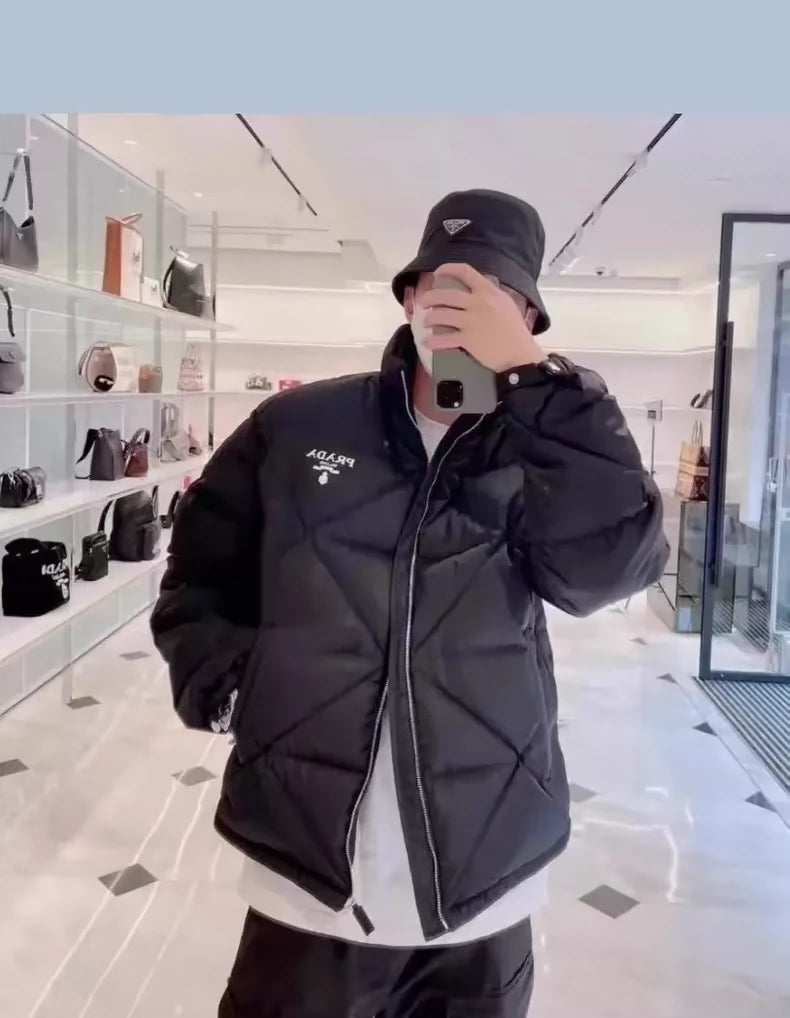 Black Logo Quilted Down Jacket