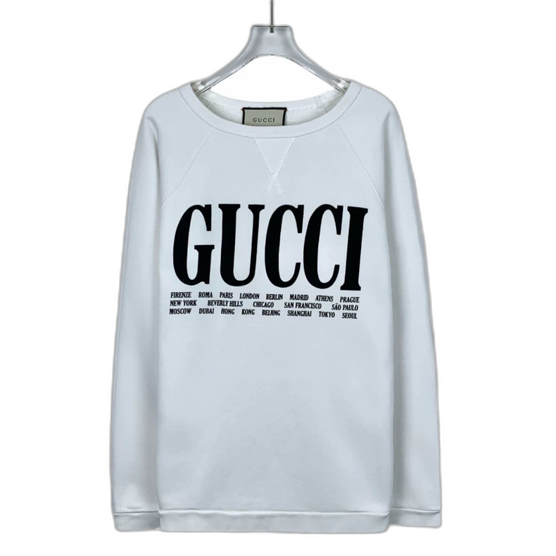 Gucci White Logo Print Long Sleeve Sweatshirt