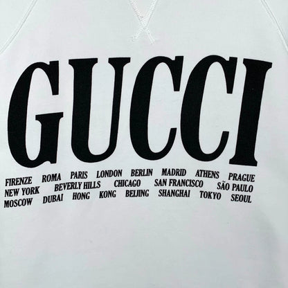 Gucci White Logo Print Long Sleeve Sweatshirt