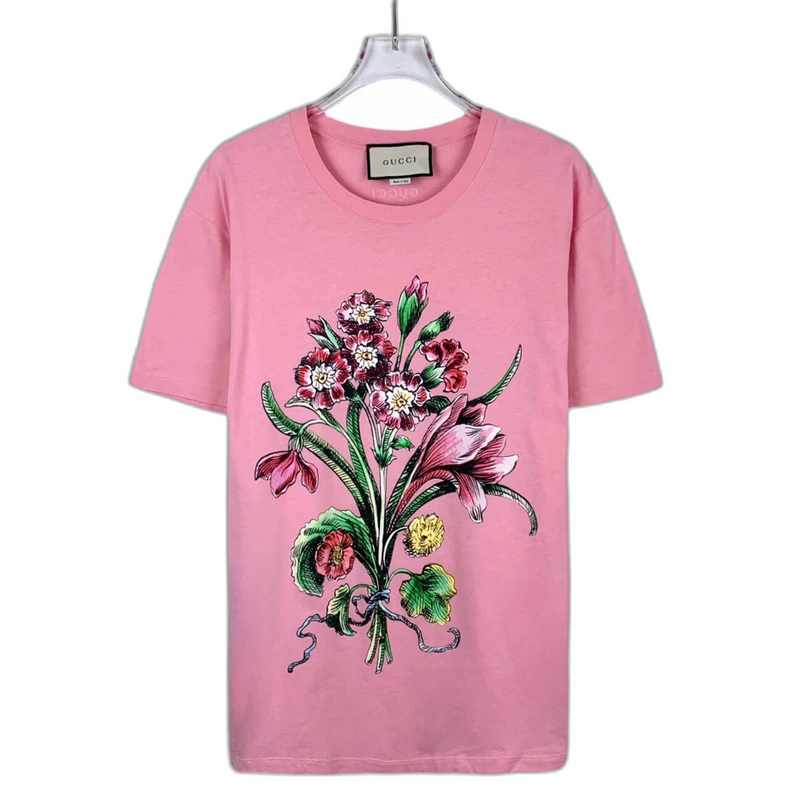 Pink Floral Print Gucci T-Shirt